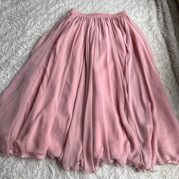 Vintage ballet pink chiffon maxi skirt full balletcore flowy nwt deadstock long - Picture 8 of 15
